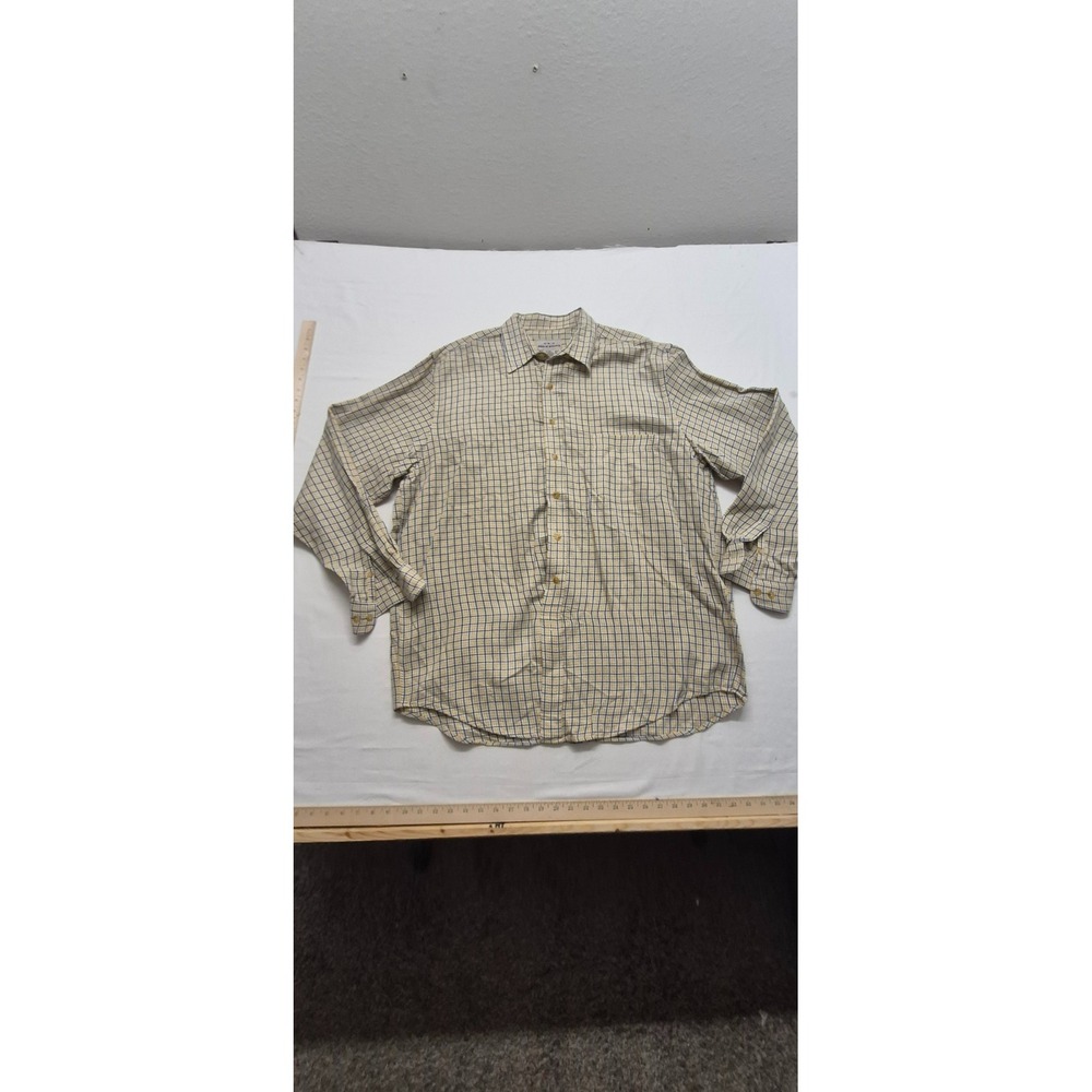 VTG Eddie Bauer AKA men's yellow plaid long sleever button up shirt XLT‎ Cotton - Picture 2 of 13